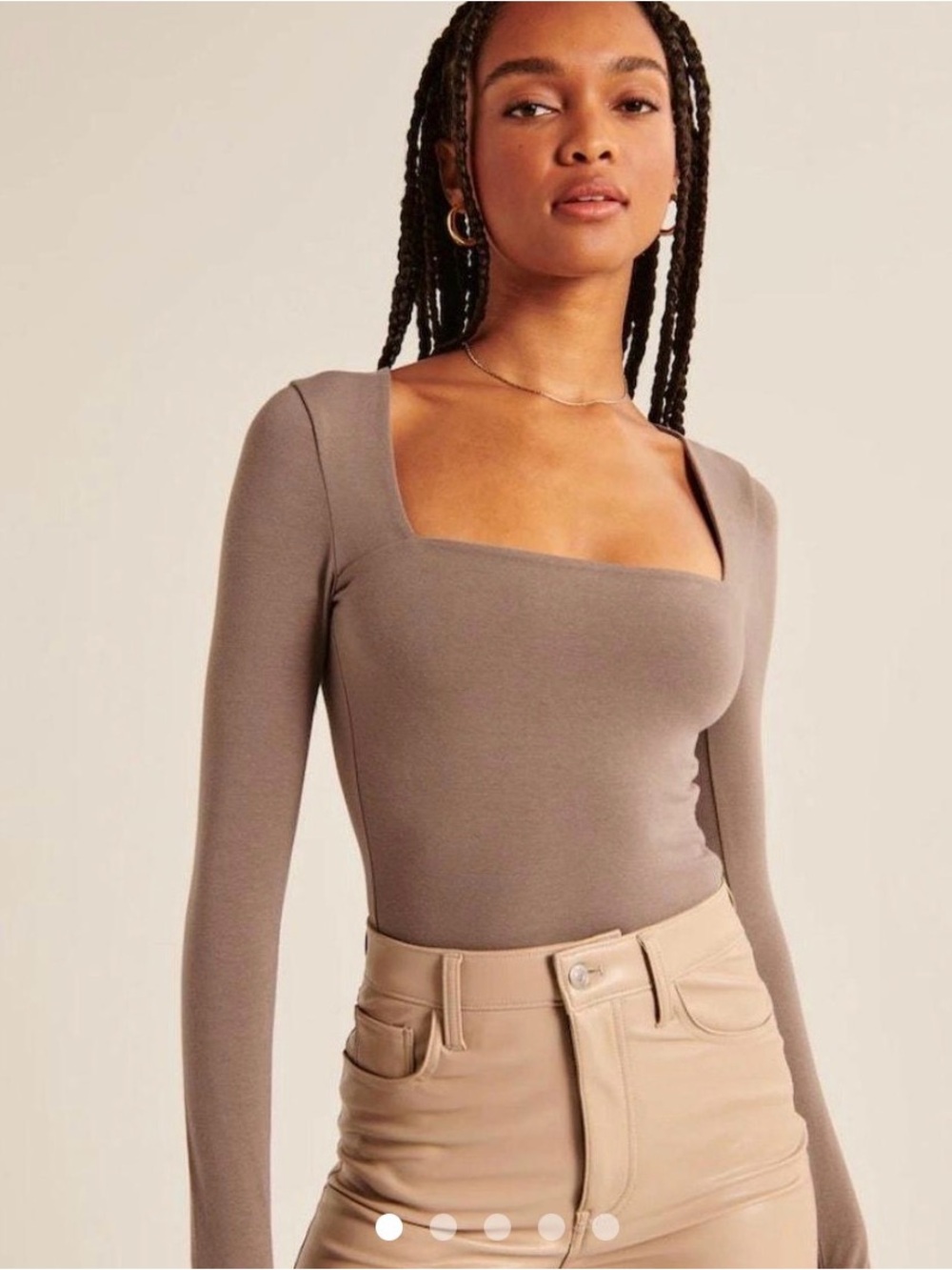 Abercrombie & Fitch Long Sleeve Top in Taupe